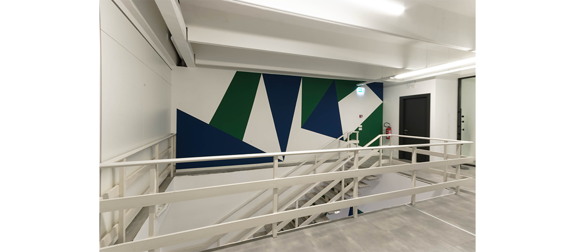 progetto layout grafico pareti di una nuova sede aziendale a Bologna