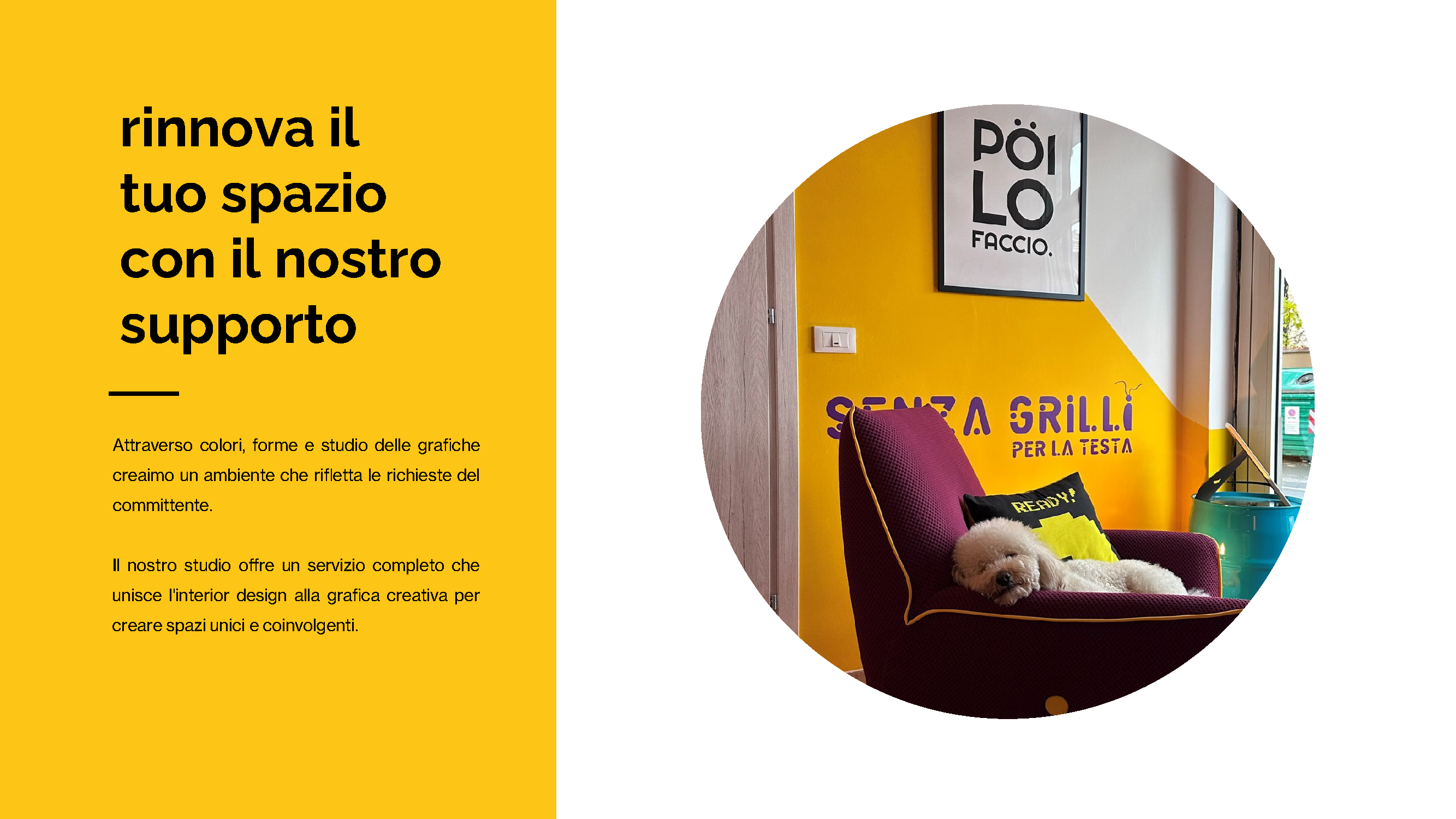 esempio di interior design creativo con grafica murale personalizzata