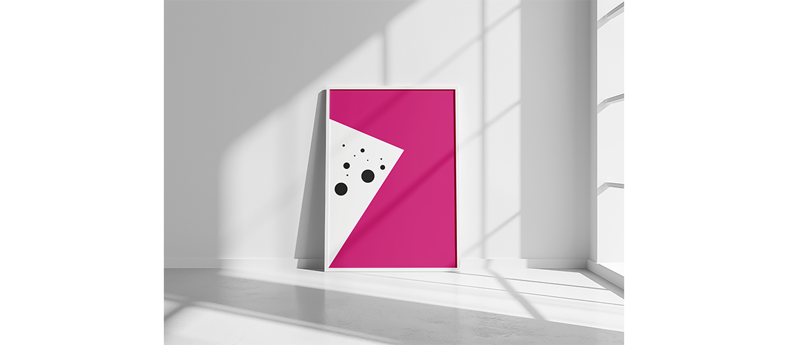 Illustrazione minimale del progetto grafico Tuttiifrutti, composizione astratta ispirata alla frutta con forme geometriche e colori vivaci