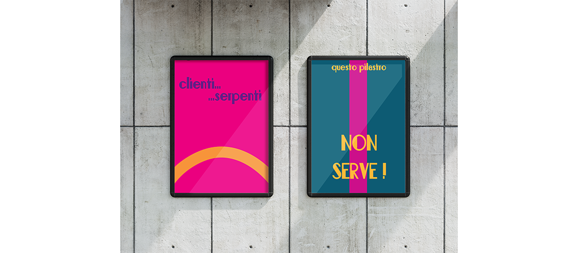 Progetto grafico Vita da Cantiere, composizione tipografica con frasi da cantiere in stile ironico e colori segnaletici su sfondo minimal.