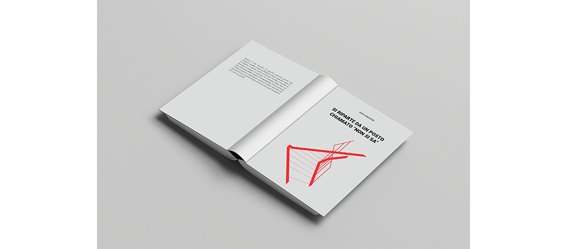 Copertina illustrata di libro autoprodotto, grafica minimalista con composizione visiva d'autore